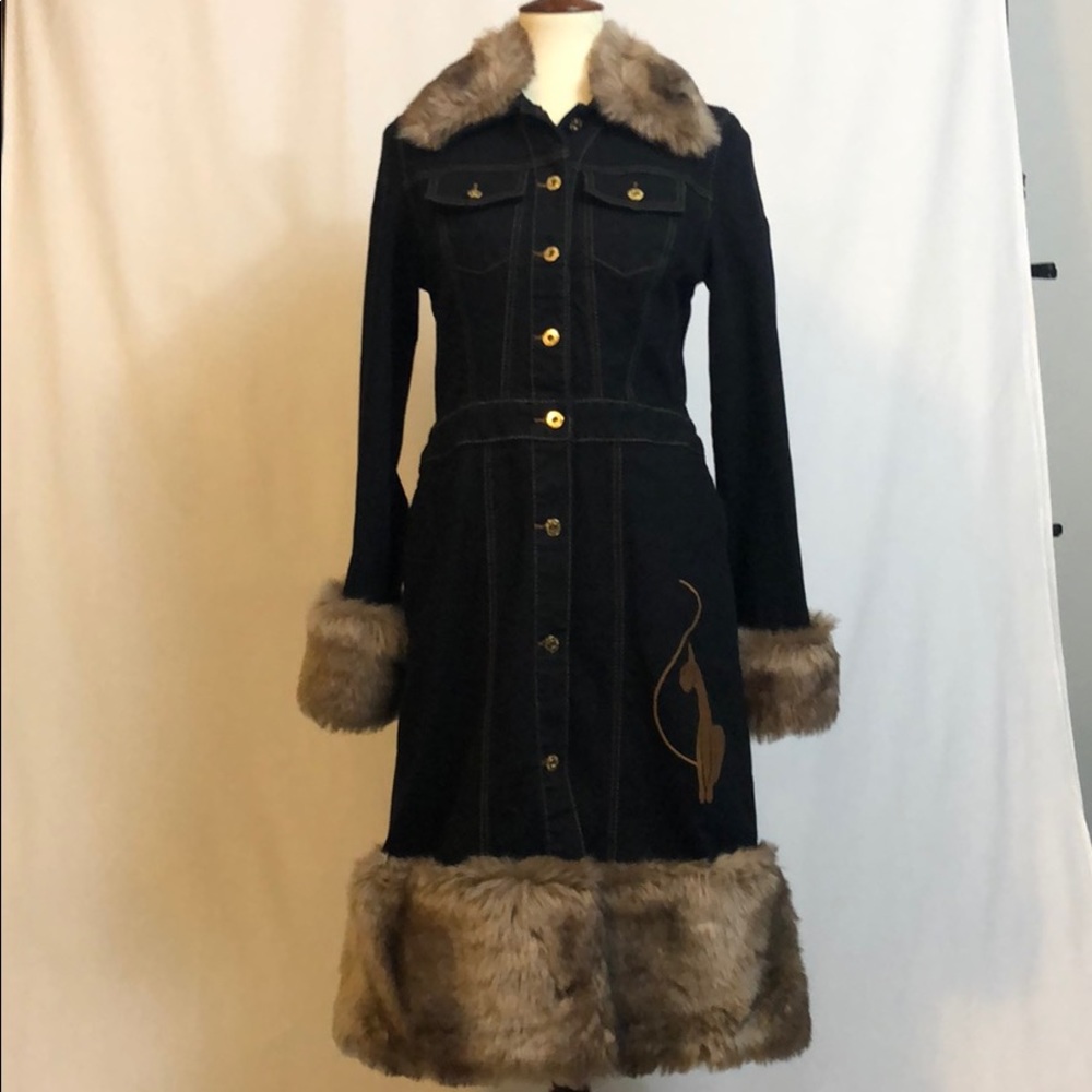 Baby Phat Denim Long Fur Coat / Dress